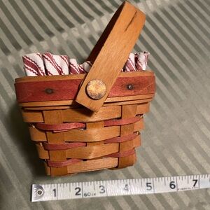 Longaberger Mini Woven  Basket with Red Trim